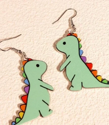Rainbow Dino earrings